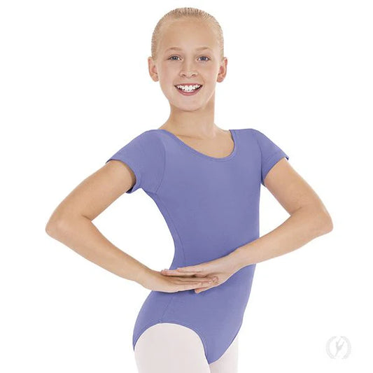 Body danza classica per bambina in lycra cotone, con pettorina antisudore, colore lilla, marca Wish Dance Shop.