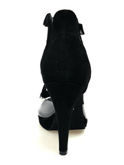 Carica immagine nella Galleria, Angela - Sandalo da Donna in Camoscio Nero con Parti in Plexiglass Tacco Alto a Spillo largo