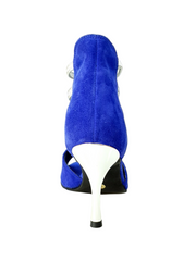 Load image into Gallery viewer, Tatyana (460PW) - Woman's Sandal in Royal Blue Suede with Silver Elastics and Silver Laminated Stiletto Heel