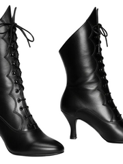 Carica immagine nella Galleria, Stivali in pelle nera Wish Dance Shop, D-3 Pairè, con chiusura frontale e alamari a stringhe, stile elegante e robusto.