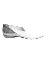 Carica immagine nella Galleria, Serse (800B) - Mocassino da Uomo in Pelle Bianca con Tallone in Glitter Argento Wish Dance Shop