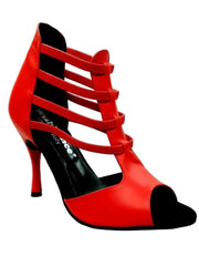 Carica immagine nella Galleria, Diabla Roja (460PW) - Sandalo in Pelle Rossa con Elastici Rossi e Tacco a spillo Rivestito in Vera Pelle Rossa