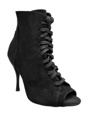 Load image into Gallery viewer, ALEXIS Black (Art. 132) - Mezzo Stivaletto con Zip in Camoscio Nero Tacco a Spillo in Alluminio Verniciato effetto gommato Nero