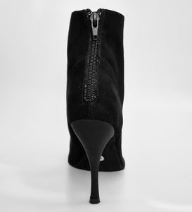 ALEXIS Black (Art. 132) - Mezzo Stivaletto con Zip in Camoscio Nero Tacco a Spillo in Alluminio  Verniciato effetto gommato Nero