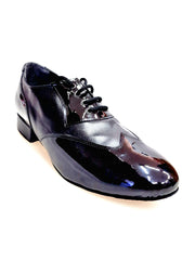 Carica immagine nella Galleria, COTISO (108N) - Scarpa da Uomo Stringata a Coda di Rondine Mod. Oxford in Vernice Nera e Pelle Nera