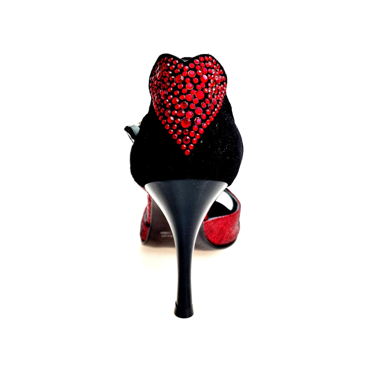 Sandalo da donna in camoscio nero e Cuore di Swarovski Rosso e Galleria Rosso BELL/C Plus Red Cuore SW Red, dettaglio suola