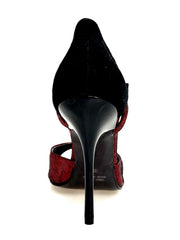 Load image into Gallery viewer, BELL Red/Black (R.L. by WISH DANCE) - Sandalo da donna in camoscio nero e Galleria Rosso con Tacco Alto a Spillo Sottile Smaltato nero