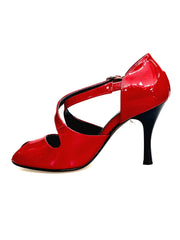 Carica immagine nella Galleria, DANY Red F.3407 (R.L. by WISH DANCE) - Scarpa da donna in Pelle di Vernice Rossa con Tacco a Rocchettino Smaltato nero