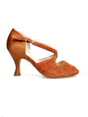 Load image into Gallery viewer, DANY Rame F.3407 (R.L. by WISH DANCE ) - Camoscio Rame Tallone in Raso Rame Tacco a Rocchetto Rotondo