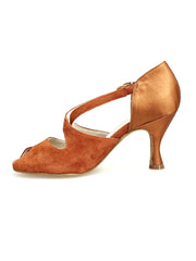 Load image into Gallery viewer, DANY Rame F.3407 (R.L. by WISH DANCE ) - Camoscio Rame Tallone in Raso Rame Tacco a Rocchetto Rotondo