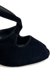 Carica immagine nella Galleria, DANY Black F.3407 (R.L. by WISH DANCE ) - Avanti Camoscio Nero Tallone Tessuto Rachele Boreale multicolor Tacco a spillo largo Smaltato nero