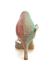 Carica immagine nella Galleria, LUNA N/Oro F.533 (R.L. by WISH DANCE) - Sandalo da donna in Tessuto materiale Notturno Oro Cangiante multicolor con Tacco a Rocchettino rivestito in notturno oro