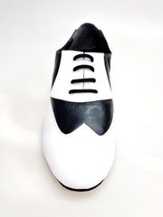 Carica immagine nella Galleria, COTISO (108N) - Stringata a Coda di Rondine Mod. Oxford in Pelle Bianca e Pelle Nera