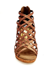 Carica immagine nella Galleria, Intrigo (780PLT) - Scarpa da Donna in Glitter Bronzo Tallone in Lurex Bronzo con Tacco alto a Spillo Largo Laminato Oro Ramato e Plateau Flex