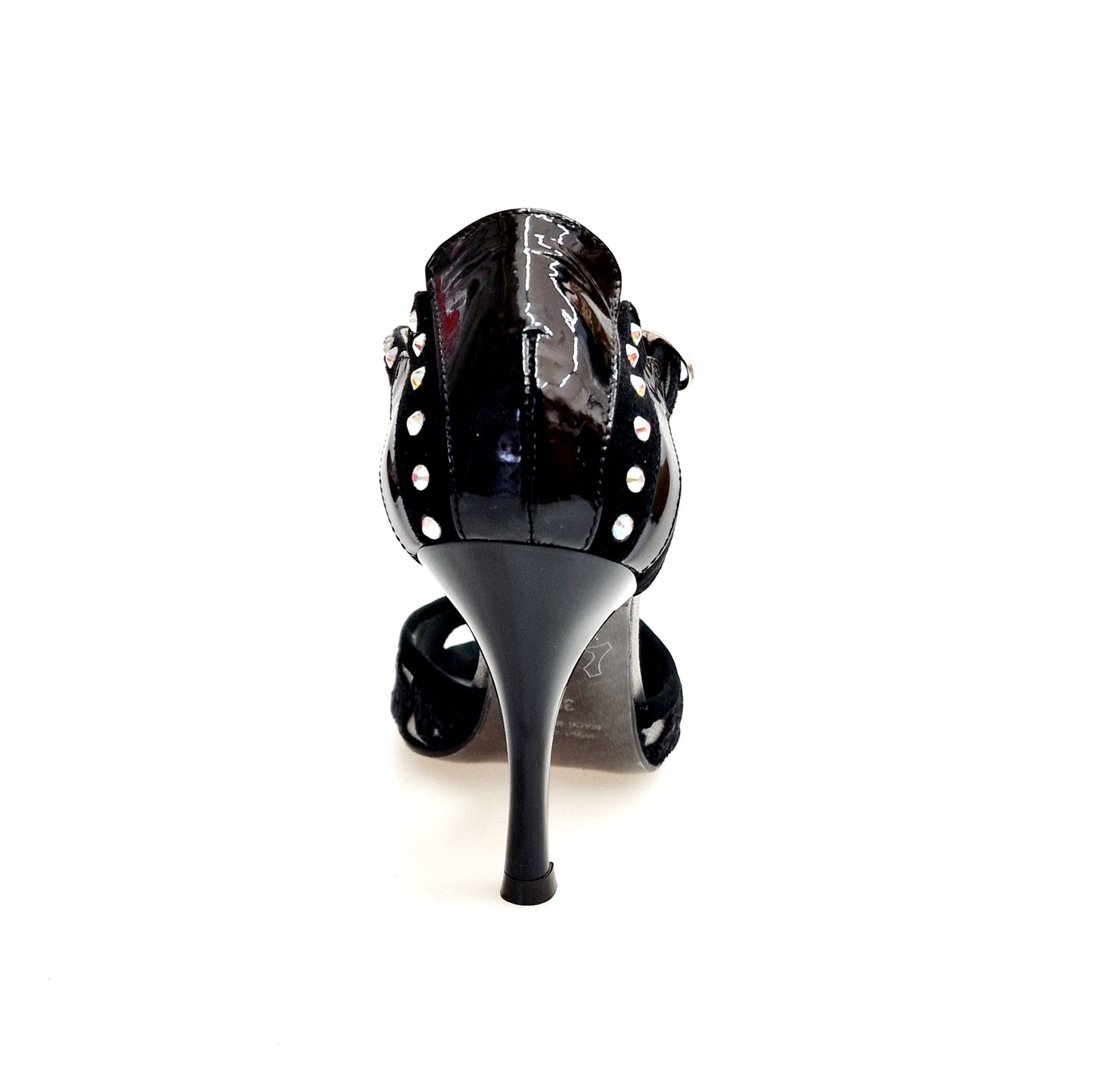Sandalo donna Wish Dance BRUNA/BO Sw Plus F.3407 con tacco a rocchetto, applicazioni Swarovski e tomaia in pizzo nero