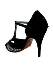 Carica immagine nella Galleria, JANIS   F.626 (R.L. by WISH DANCE) - Scarpa in Camoscio Nero e Rachele Boreale Multicolor Tacco a Spillo Sottile