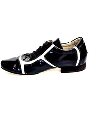 Load image into Gallery viewer, Scarpa Antony 115 da uomo in vernice nera con inserti in pelle argento, sneaker Wish Dance Shop.