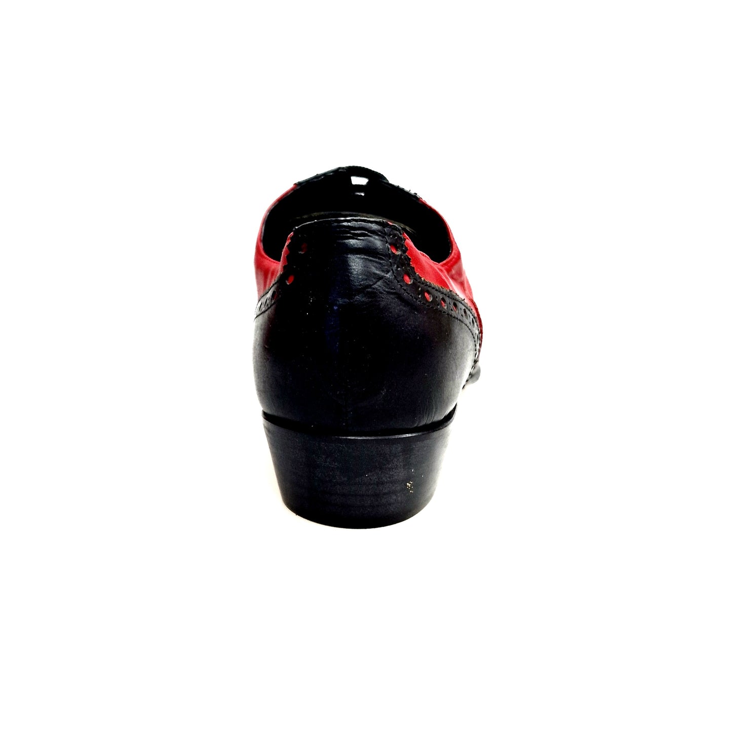 Scarpa da uomo Samuel Movida Wish Dance in pelle nera e rossa, con tacco in legno, forma lunga e dettagli eleganti.