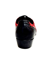 Carica immagine nella Galleria, Scarpa da uomo Samuel Movida Wish Dance in pelle nera e rossa, con tacco in legno, forma lunga e dettagli eleganti.