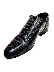 Load image into Gallery viewer, Scarpa da uomo BRAD Movida by WISH DANCE, scarpa in pelle e vernice nera con tacco in legno, stile elegante e moderno
