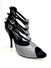 Carica immagine nella Galleria, (779F) - Scarpa da Donna in Multicolor Boreale Silver con Tallone in Pelle Nera