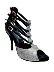 Carica immagine nella Galleria, (779F) - Scarpa da Donna in Multicolor Boreale Silver con Tallone in Pelle Nera