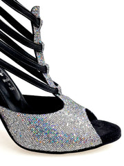 Carica immagine nella Galleria, (779F) - Scarpa da Donna in Multicolor Boreale Silver con Tallone in Pelle Nera