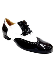 Load image into Gallery viewer, ADOLFO (811F Chicago Forata) - Stringata a Coda di Rondine Mod. Oxford Profili Forati in Vernice Nera e Vernice Bianca