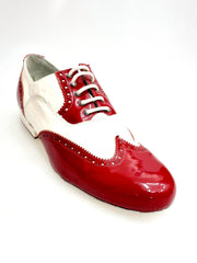 Load image into Gallery viewer, Scarpa da uomo Samuel Movida by Wish Dance in vernice rossa e bianca con coda di rondine tonda, modello MS14, vista frontale