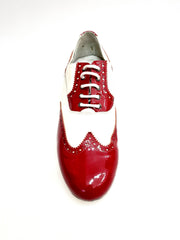 Load image into Gallery viewer, Scarpa da uomo Samuel Movida Wish Dance in vernice rossa e bianca con dettaglio coda di rondine tonda, modello MS14.