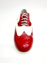 Load image into Gallery viewer, Scarpa da uomo Samuel Movida by Wish Dance in vernice rossa e bianca con punta tonda e coda di rondine, modello MS14