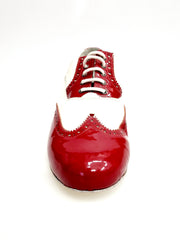 Load image into Gallery viewer, Scarpa da uomo Samuel Movida Wish Dance in vernice rossa e bianca con punta tonda e dettagli coda di rondine.