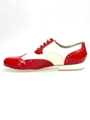 Load image into Gallery viewer, Scarpa da uomo Samuel Movida Wish Dance con vernice rossa e bianca, coda di rondine tonda, dettaglio elegante e lucido