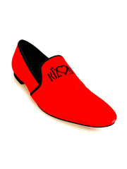 Carica immagine nella Galleria, Venturi (MS21) KIZMI - Mocassino in Camoscio Rosso bordo Nero ricamo Kizmi Nero Forma lunga