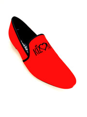Carica immagine nella Galleria, Venturi (MS21) KIZMI - Mocassino in Camoscio Rosso bordo Nero ricamo Kizmi Nero Forma lunga