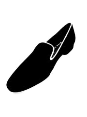 Carica immagine nella Galleria, Mocassino Stefan Black (MS20) KIMA in camoscio nero con profilo bianco e ricamo, stile lungo, scarpe da danza Wish Dance Shop