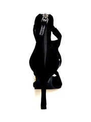 Load image into Gallery viewer, Desiré SW - Woman's Sandal in Black Suede Bronze Silk Satin Insert with Boreal Swarovski