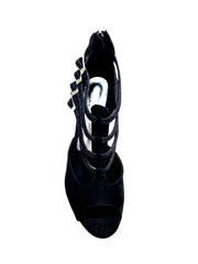Load image into Gallery viewer, Lussuria (779) - Scarpa da Donna in Camoscio Nero con Tacco Basso Spillo largo in Glitter Nero sottopiede Camoscio Nero