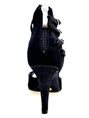Load image into Gallery viewer, Lussuria (779) - Scarpa da Donna in Camoscio Nero con Tacco Basso Spillo largo in Glitter Nero sottopiede Camoscio Nero