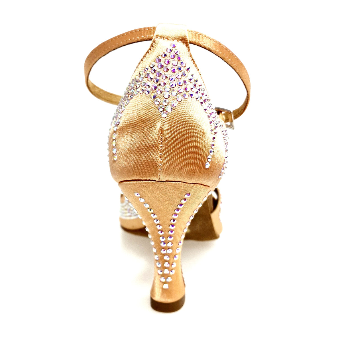 Scarpa da Ballo da Donna in Raso Carne Cinturino incrociato alla caviglia Con Swarovski Boreali Tacco, dettaglio chiusura