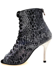 Carica immagine nella Galleria, ALEXIS Silver Black (Art. 132) - Mezzo Stivaletto con Zip in Sunseet Canna di Fucile Tacco a Spillo in Alluminio Laminato Grigio canna di fucile