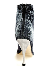 Carica immagine nella Galleria, ALEXIS Silver Black (Art. 132) - Mezzo Stivaletto con Zip in Sunseet Canna di Fucile Tacco a Spillo in Alluminio Laminato Grigio canna di fucile