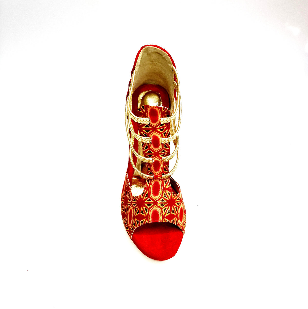 Sandalo da Donna in Camoscio Rosso Elastici Oro RED FOX Wish Dance, dettaglio chiusura