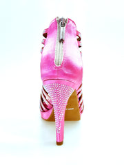 Carica immagine nella Galleria, ELSY Plus (LP7) - Sandalo a Tronchetto Da Donna in Raso Seta Fuxsia Con Swarovski Boreali con Plateau Flex e Tacco Alto a Spillo Largo