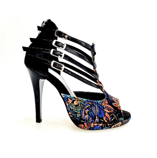 Scarpa da donna in New Velvet e Lurex Nero Lussuria Wish Dance, vista laterale
