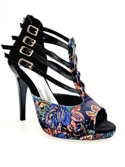 Carica immagine nella Galleria, Lussuria (779PLT) - Scarpa da donna in New Velvet e Lurex Nero con Plateau Confort Flex e Tacco a Spillo Largo Smaltato Nero