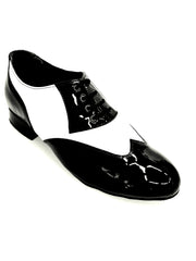 Carica immagine nella Galleria, COTISO (108N) - Stringata a Coda di Rondine Mod. Oxford in Vernice Nera e Pelle Bianca