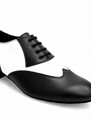 Carica immagine nella Galleria, COTISO (108N) - Stringata a Coda di Rondine Mod. Oxford in Vernice Nera e Pelle Bianca