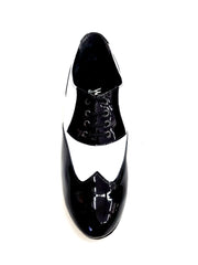 Carica immagine nella Galleria, COTISO (108N) - Stringata a Coda di Rondine Mod. Oxford in Vernice Nera e Pelle Bianca