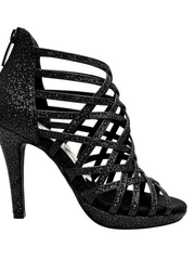 Carica immagine nella Galleria, Intrigo (780) - Scarpa da Donna in Glitter Nero con Tacco a Spillo Largo e Plateau Wish Dance Shop